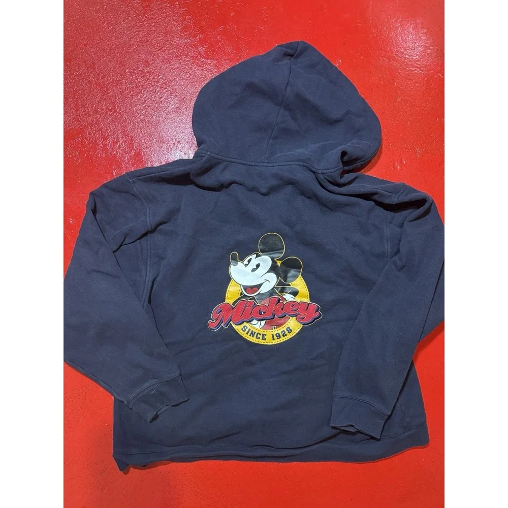 Disney Store Exclusive Mickey Mouse Zip Up Hoodie XXL Navy Back Graphic Y2k